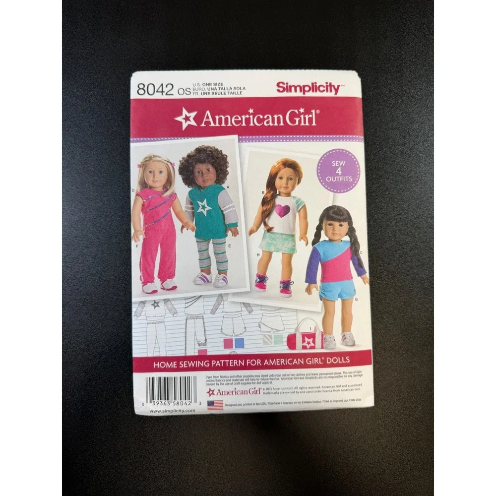 Simplicity 8042 American Girl Doll Clothes Sewing Pattern 18 Inch Doll K7
